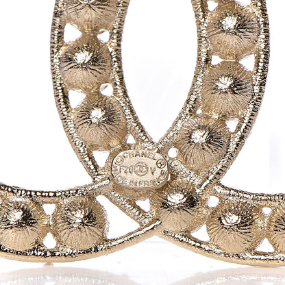 Chanel Crystal CC Brooch Light Gold 4 of 5