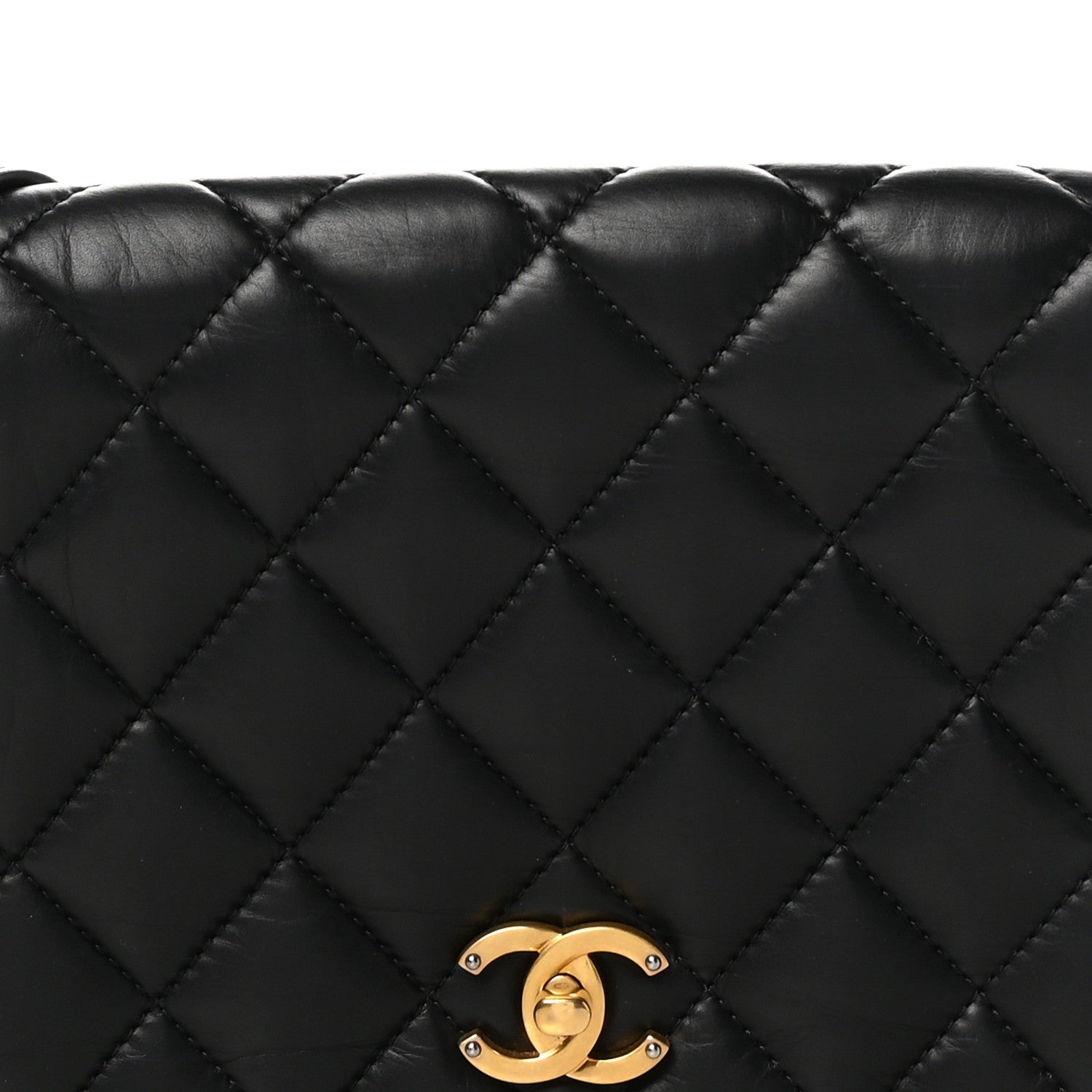 Chanel Calfskin Quilted Nailed CC Flap Bag Black 8 of 10