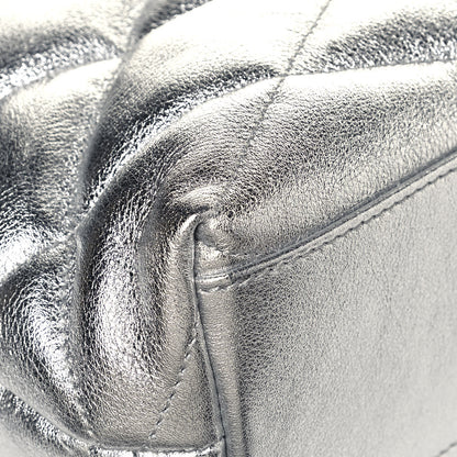 Saint Laurent Metallic Lambskin Quilted Sade Puffer Envelope Clutch Argento 11 of 13