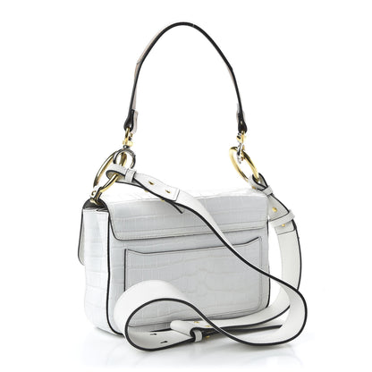 Chloe Calfskin Crocodile Embossed Small C Double Carry Brilliant White 4 of 12