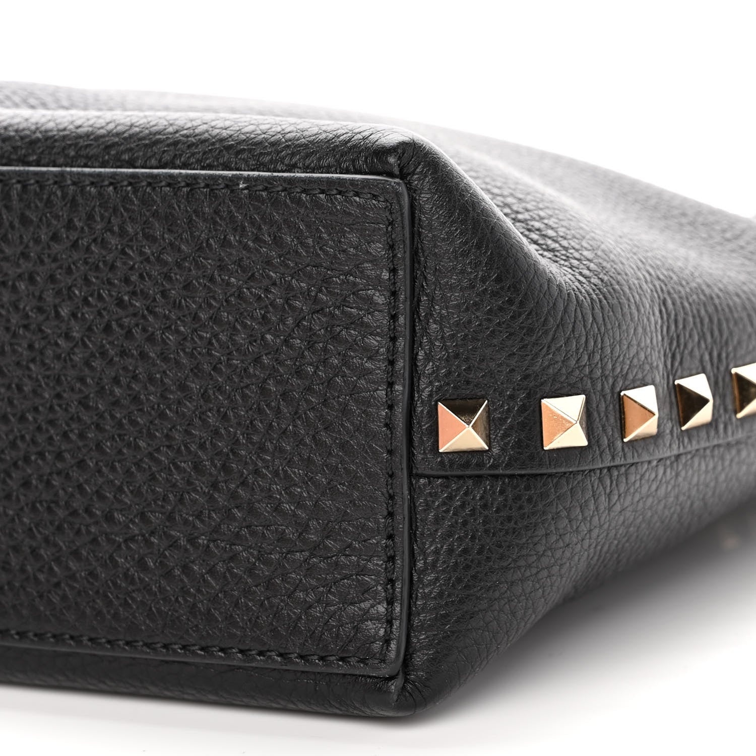 Valentino Garavani Grained Calfskin Small Rockstud Flip Lock Tote Black Rose Quartz 9 of 9