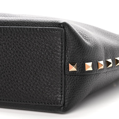 Valentino Garavani Grained Calfskin Small Rockstud Flip Lock Tote Black Rose Quartz 9 of 9