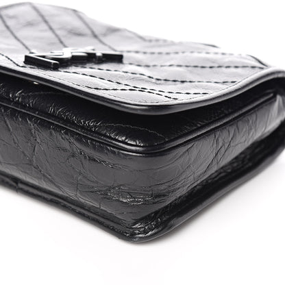 Saint Laurent Crinkled Calfskin Matelasse Monogram Niki Chain Wallet Black 9 of 10