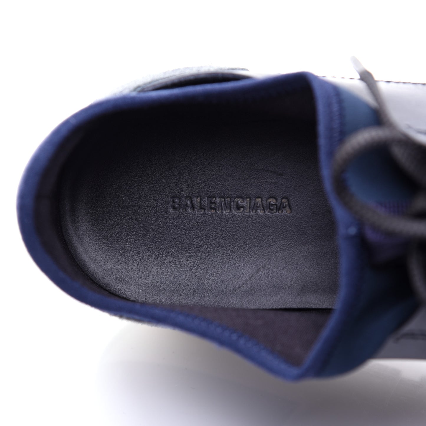Calfskin Neoprene Mesh Womens Race Runner Sneakers 38 Bleu Nuit