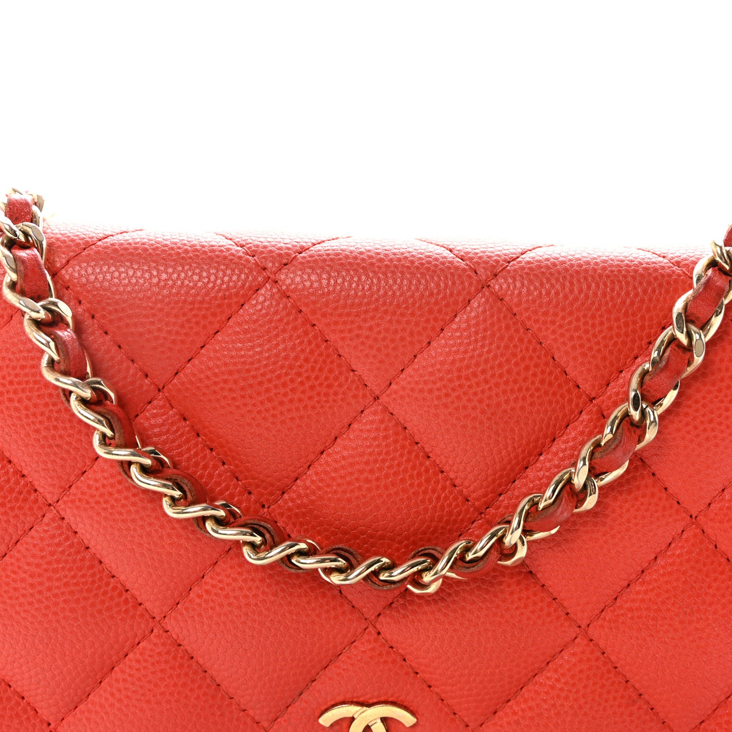 Caviar Quilted Wallet on Chain WOC Red