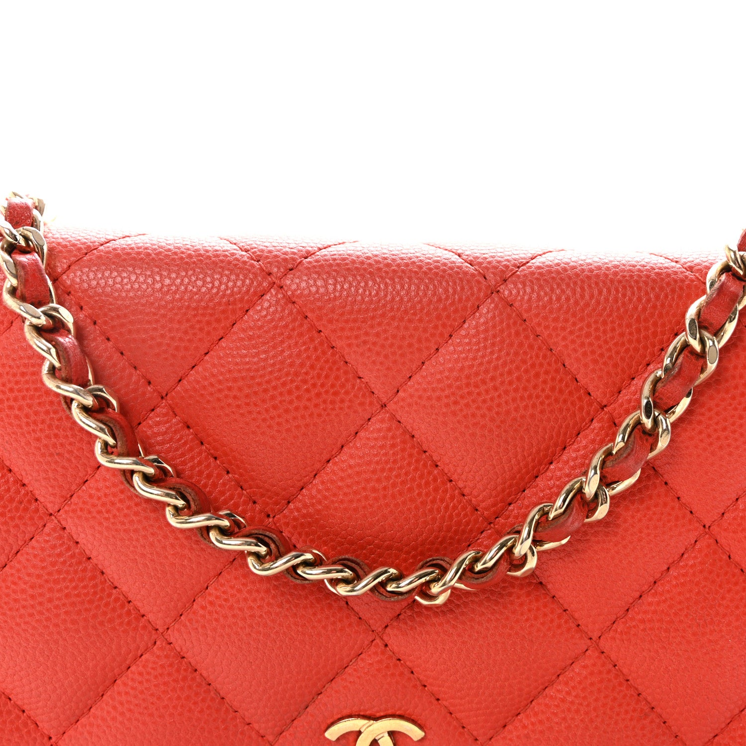 Chanel Caviar Quilted Wallet on Chain WOC Red 9 of 11
