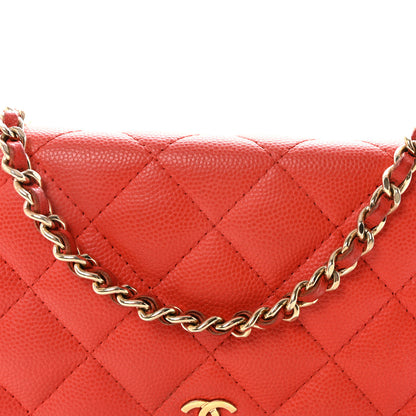 Chanel Caviar Quilted Wallet on Chain WOC Red 9 of 11