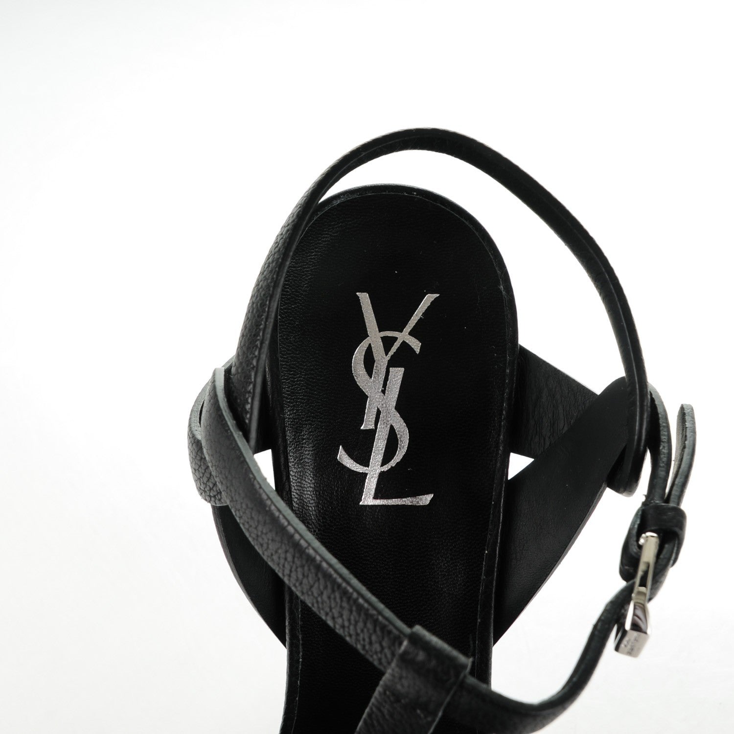 Saint Laurent Calfskin Tribute 105 Platform Sandals 39 Black 7 of 8