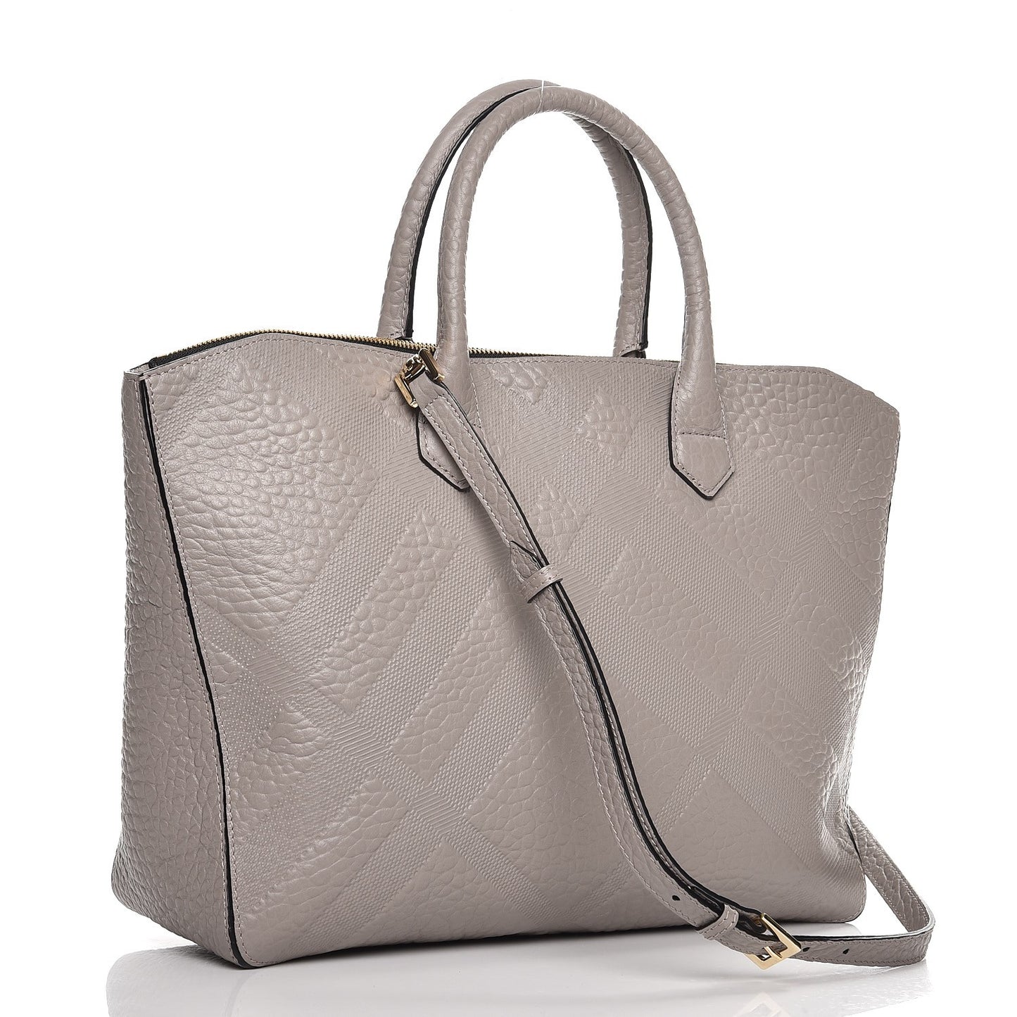 Heritage Grain Check Embossed Medium Dewsbury Tote Pale Grey