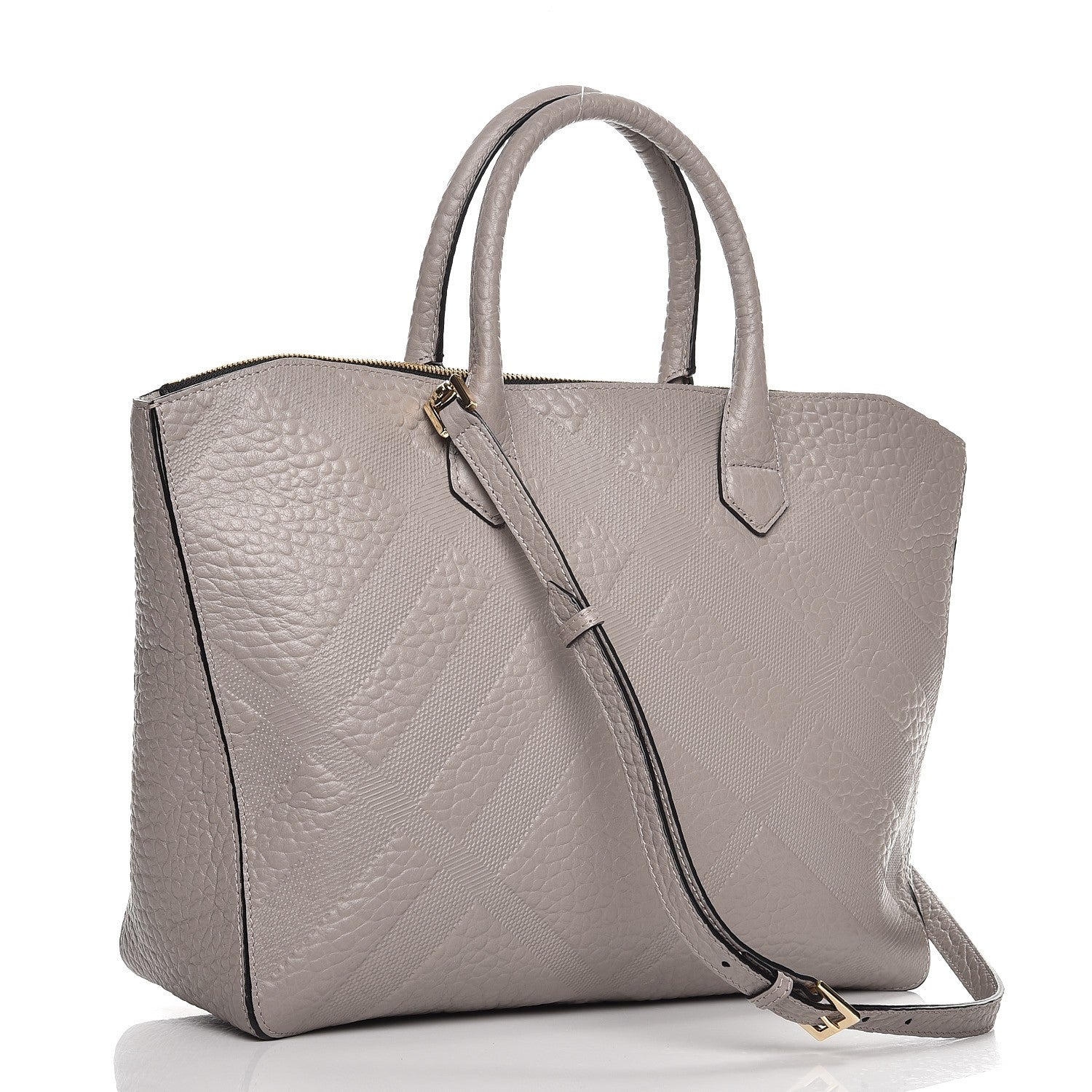 Burberry Heritage Grain Check Embossed Medium Dewsbury Tote Pale Grey 4 of 10