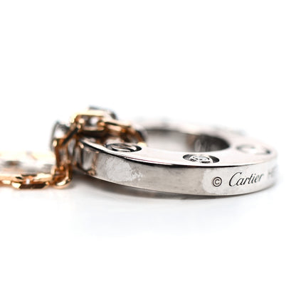 Cartier 18K White Pink Gold Diamond Three Ring LOVE Pendant Necklace 7 of 8