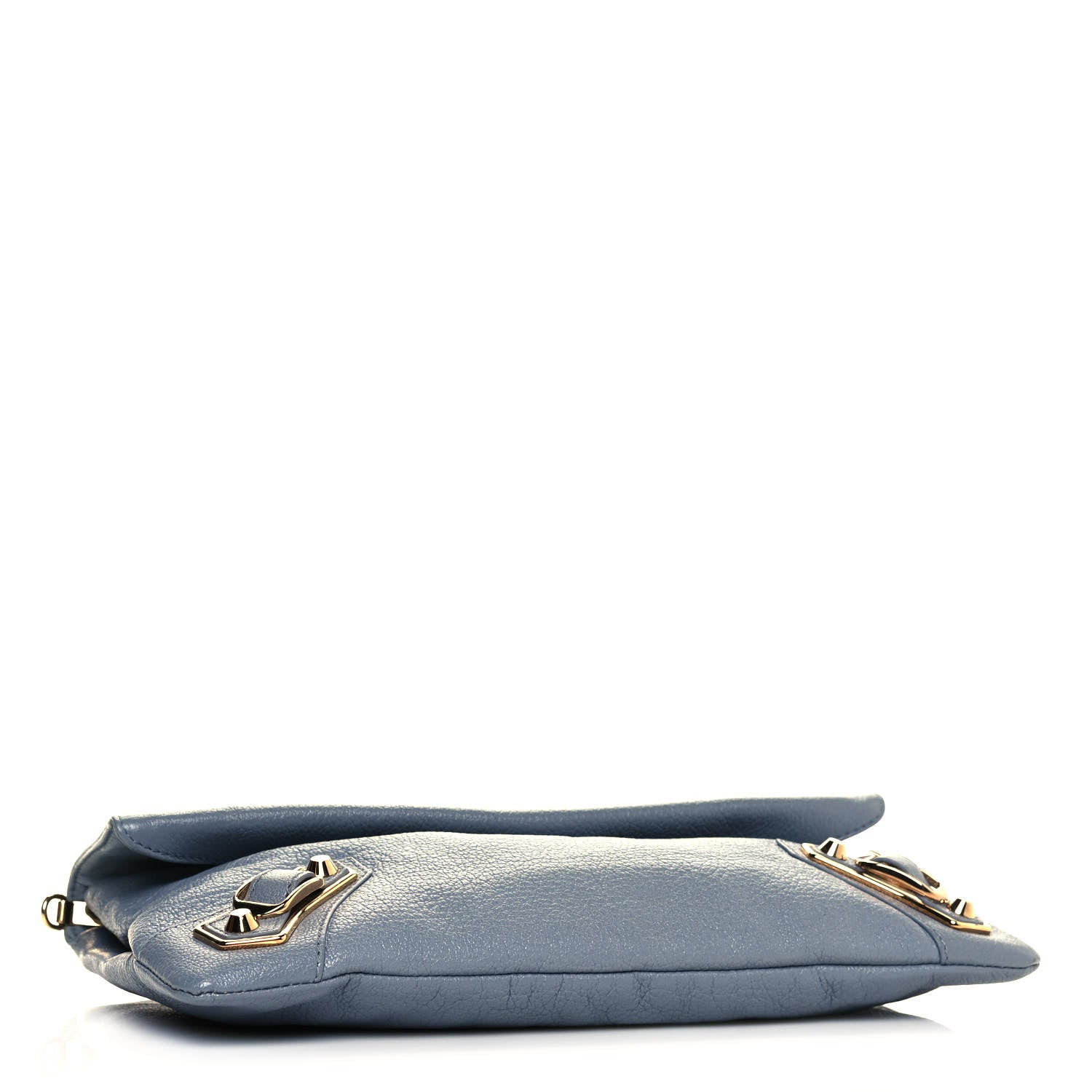 Balenciaga Chevre Gold Metallic Edge Hardware Envelope Clutch Bleu Acier 4 of 11