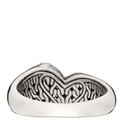 John Hardy Sterling Silver Diamond Manah Signet Ring 54 7 2 of 3