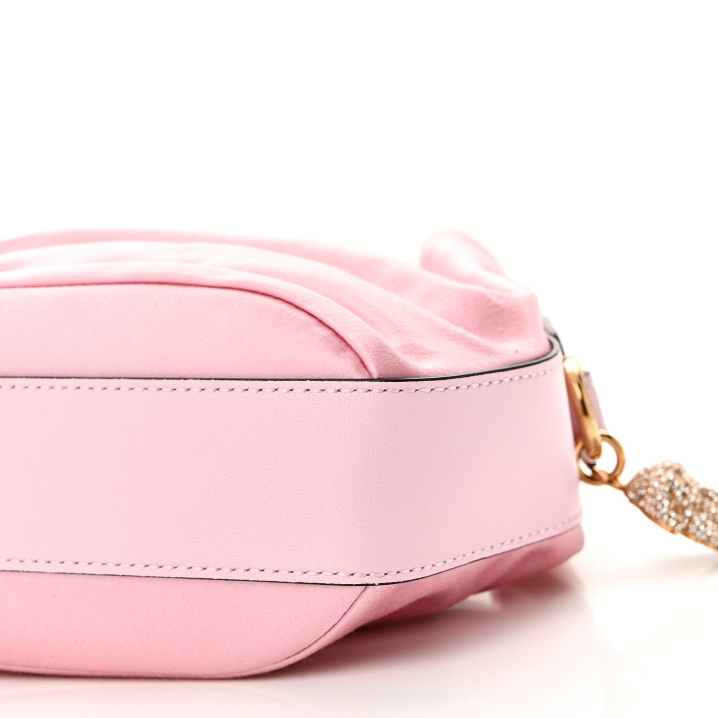Satin Medusa Drawstring Bucket Bag Pink