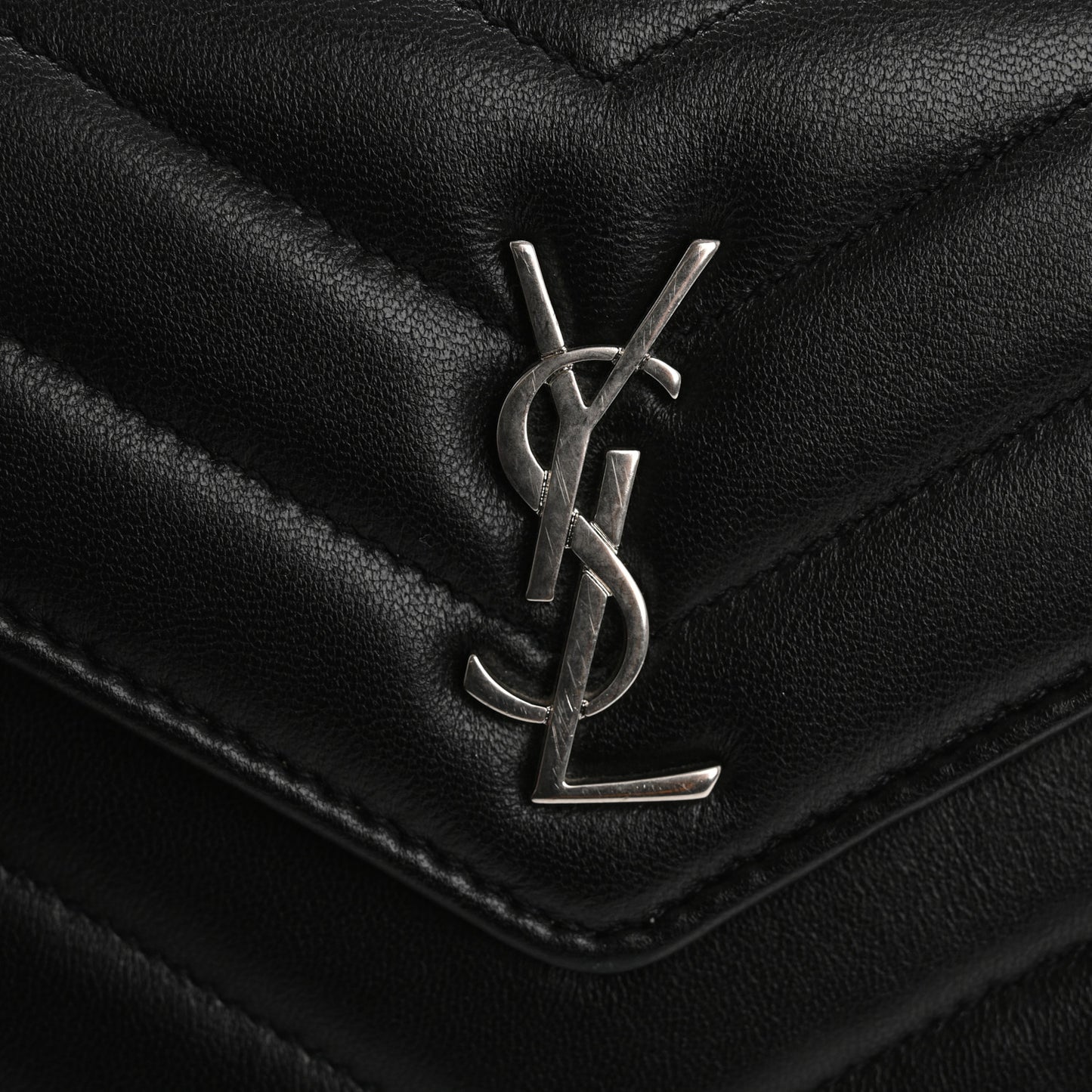 Lambskin Y Quilted Monogram Large Loulou Flap Wallet Black