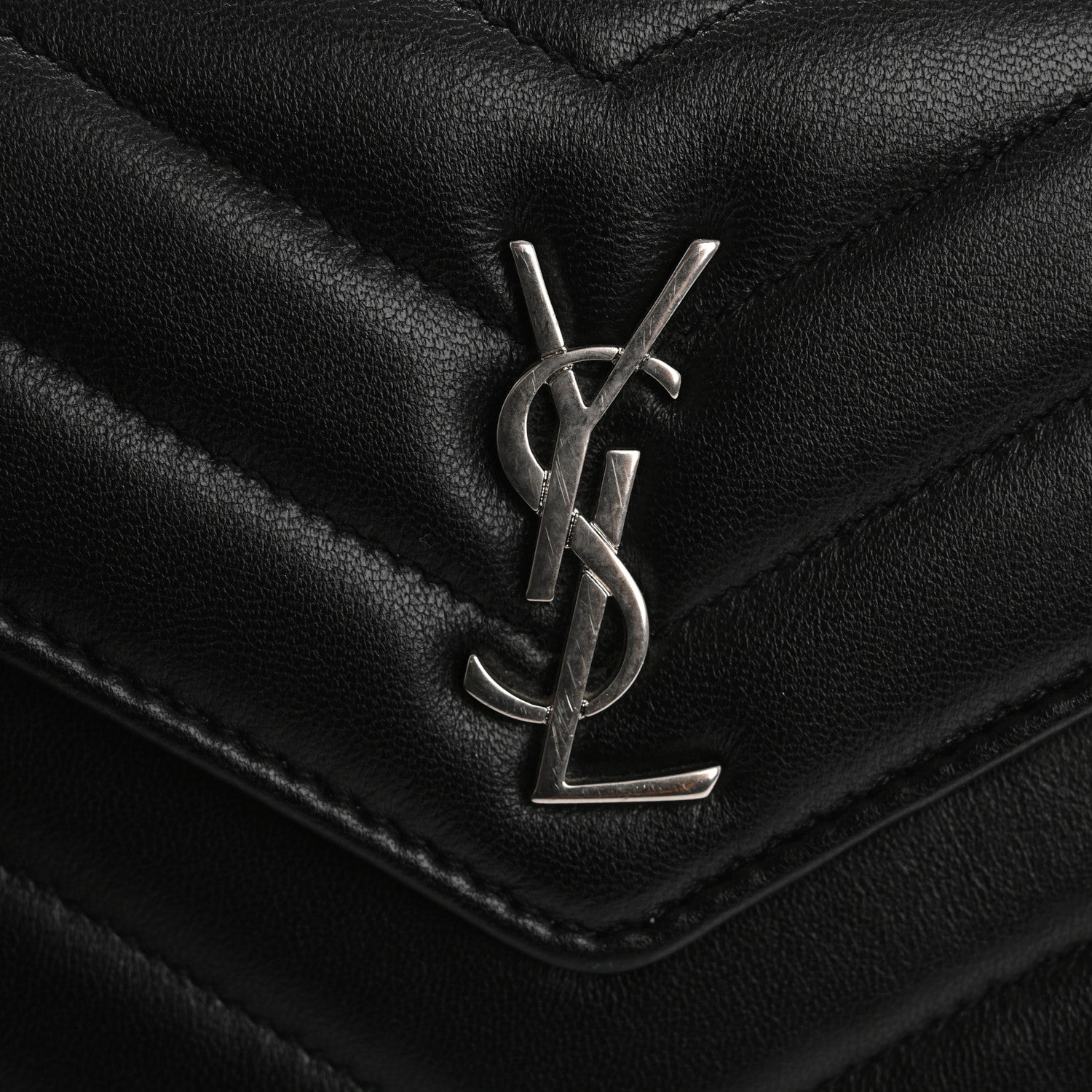 Saint Laurent Lambskin Y Quilted Monogram Large Loulou Flap Wallet Black 8 of 13