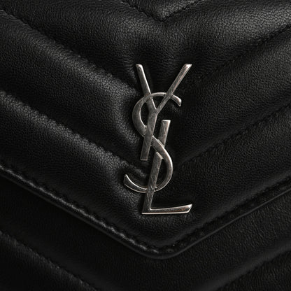 Saint Laurent Lambskin Y Quilted Monogram Large Loulou Flap Wallet Black 8 of 13