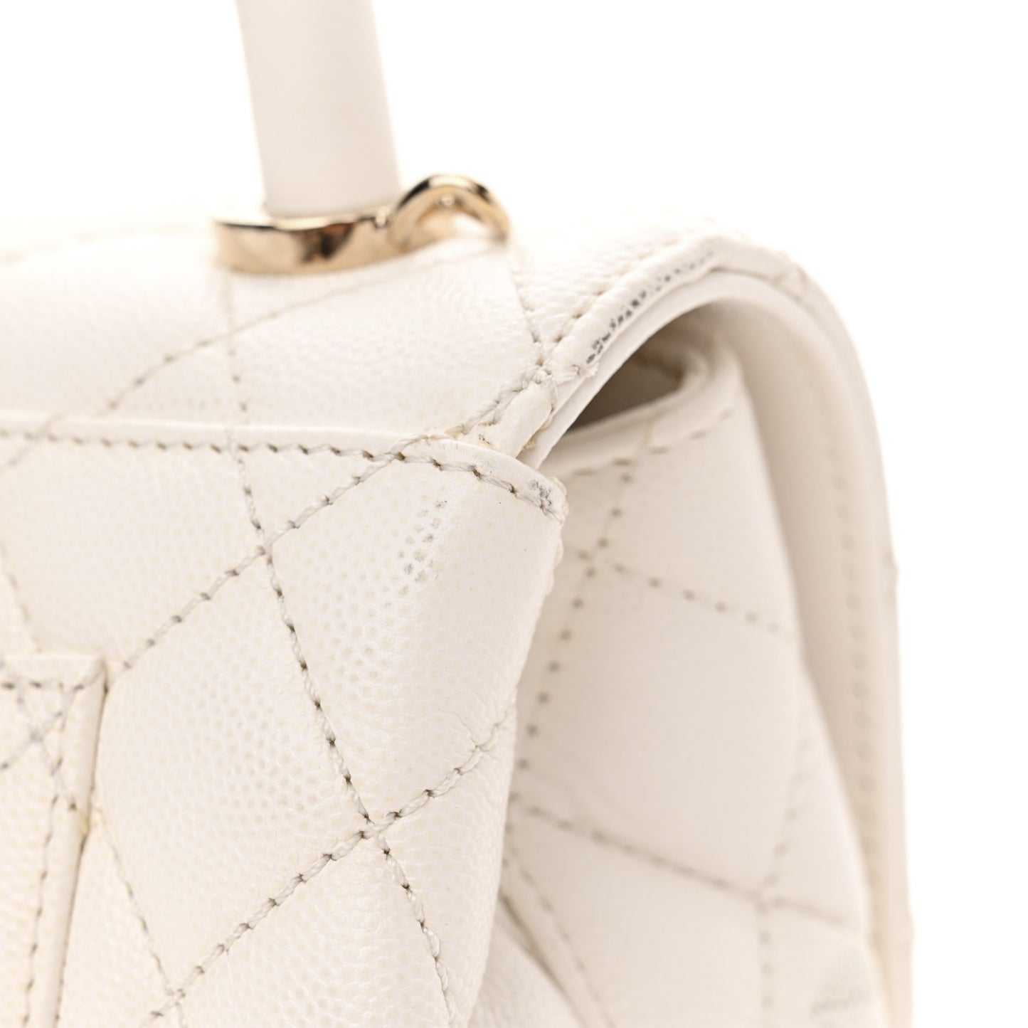 Caviar Quilted Extra Mini Coco Handle Flap White