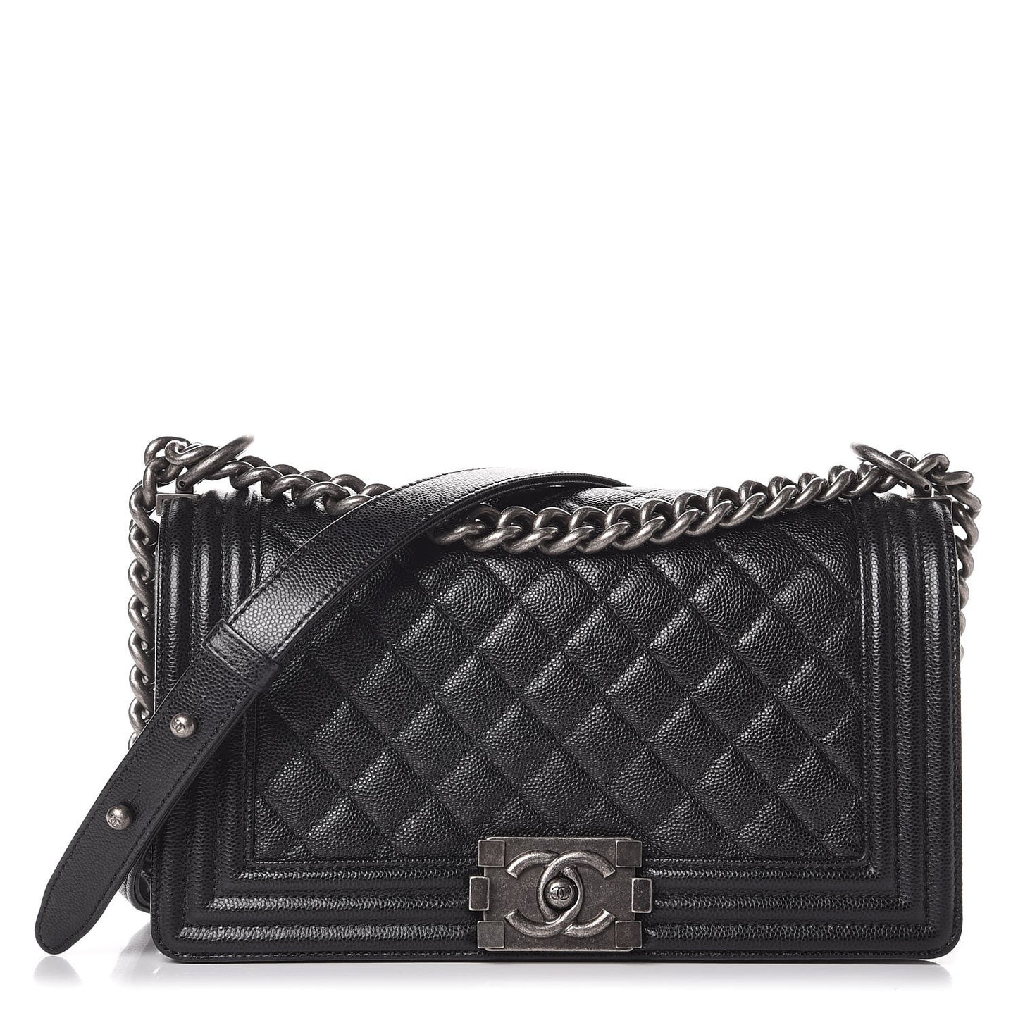 Caviar Quilted Medium Boy Flap Black