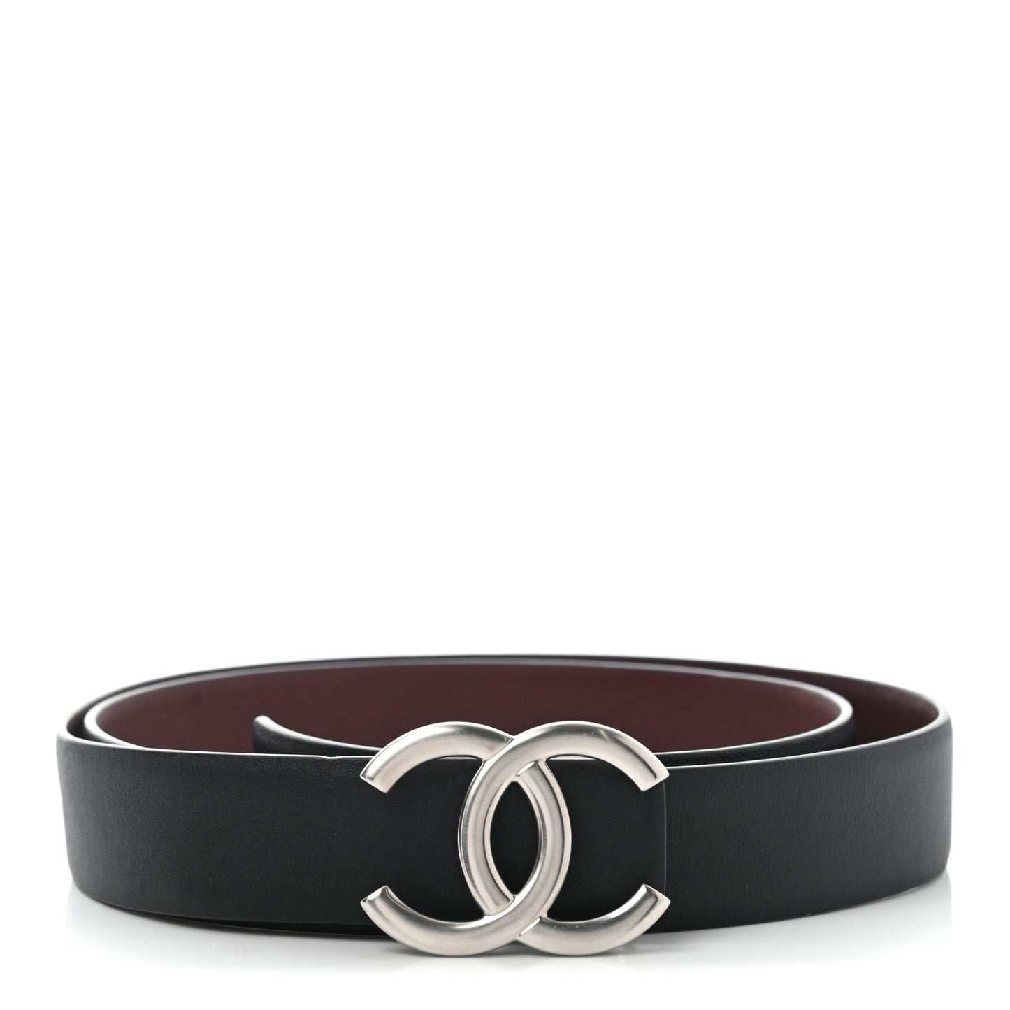 Calfskin CC Reversible Belt 90 Black Burgundy