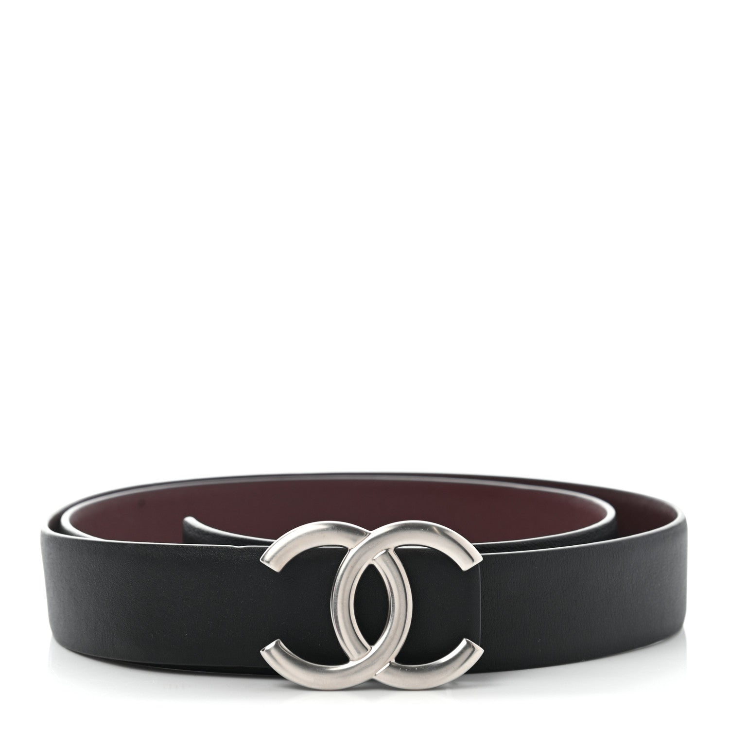 Chanel Calfskin CC Reversible Belt 90 Black Burgundy 1 of 6