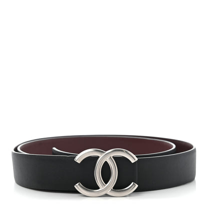 Chanel Calfskin CC Reversible Belt 90 Black Burgundy 1 of 6