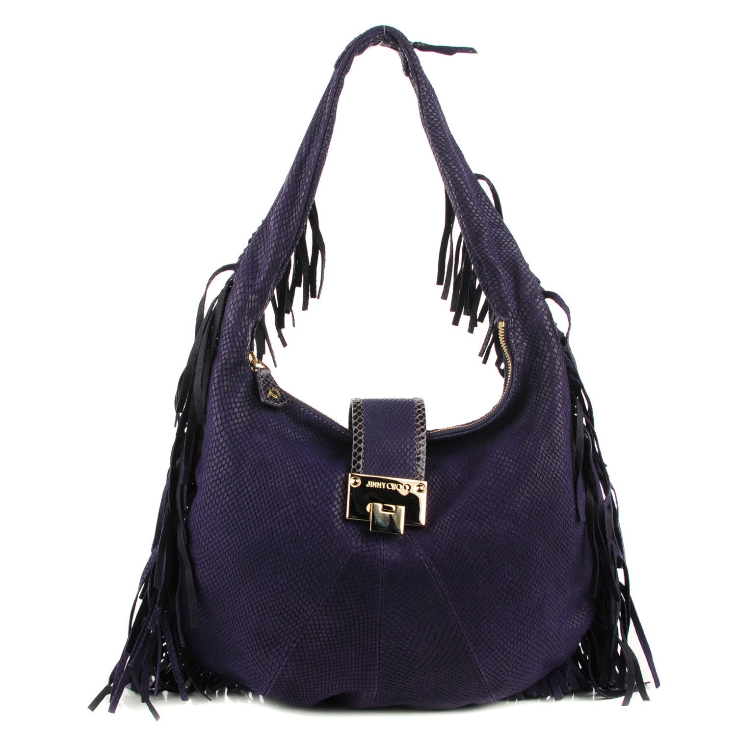 Jimmy Choo Elaphe Snakeskin Roxie Hobo Purple 1 of 8