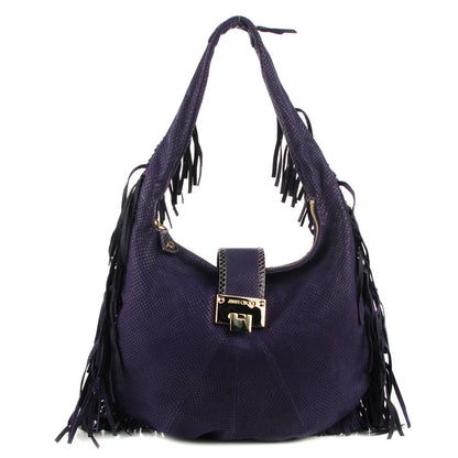 Jimmy Choo Elaphe Snakeskin Roxie Hobo Purple 1 of 8