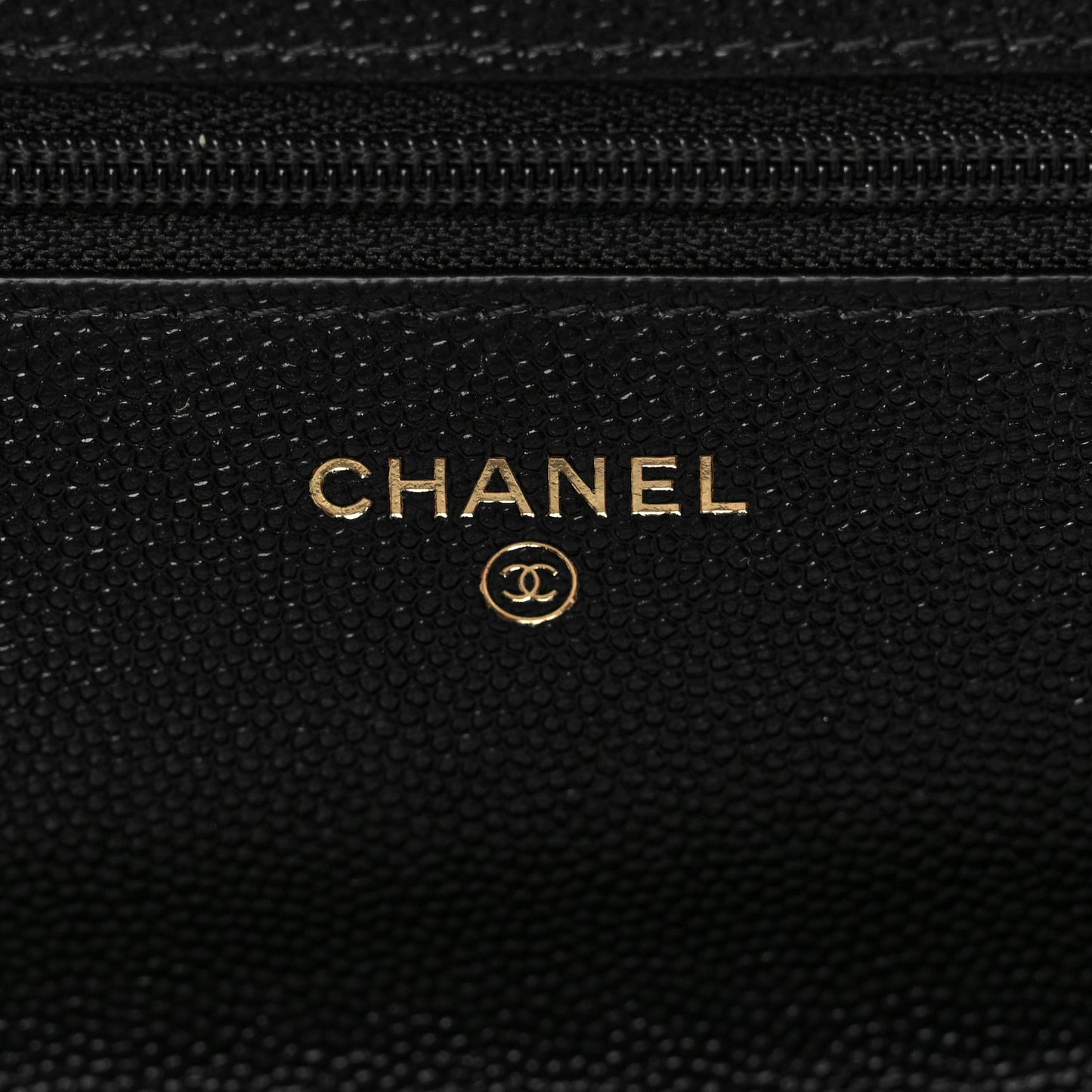 Caviar Quilted Golden Class Wallet On Chain WOC Black