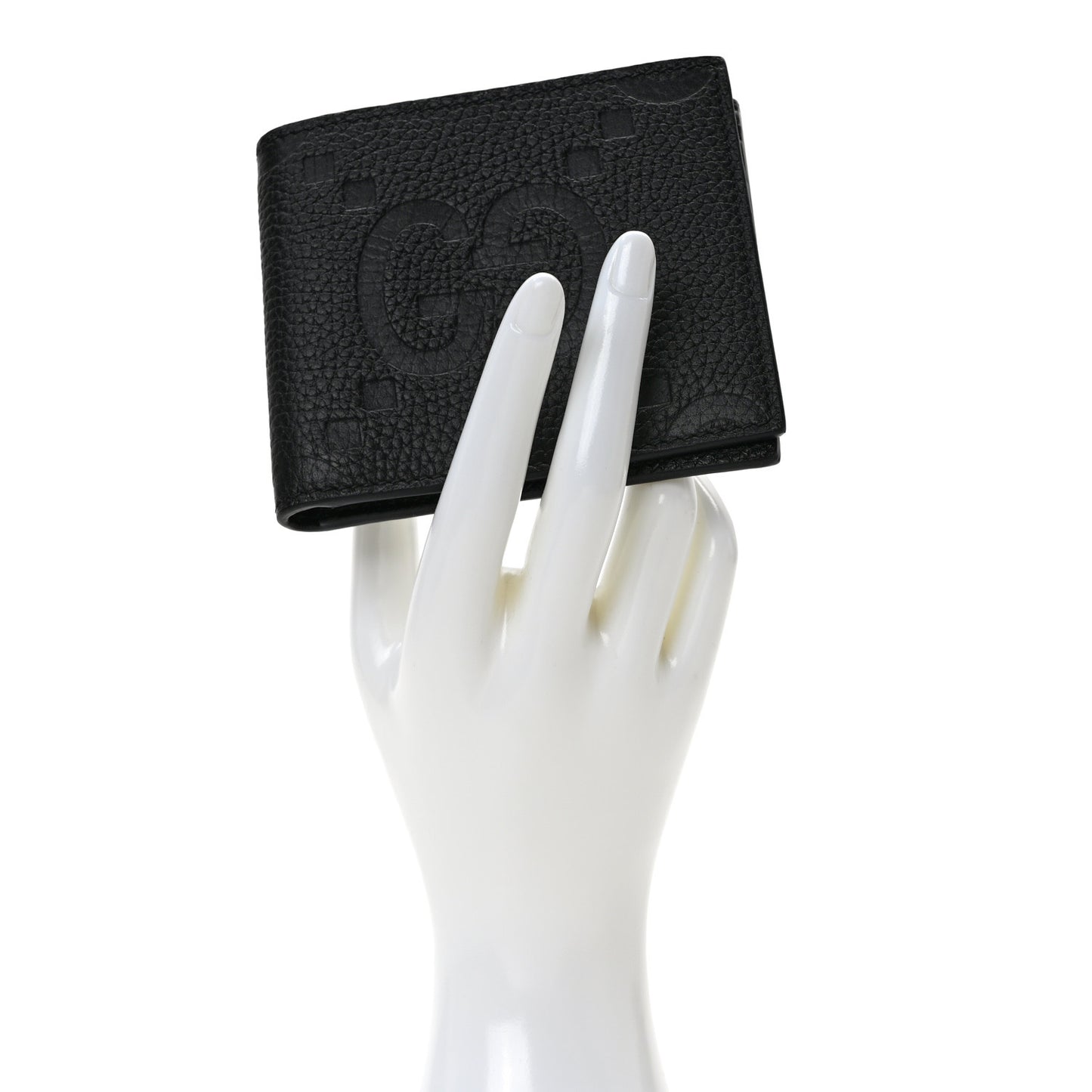 Piuma Calfskin Jumbo GG Embossed Wallet Black