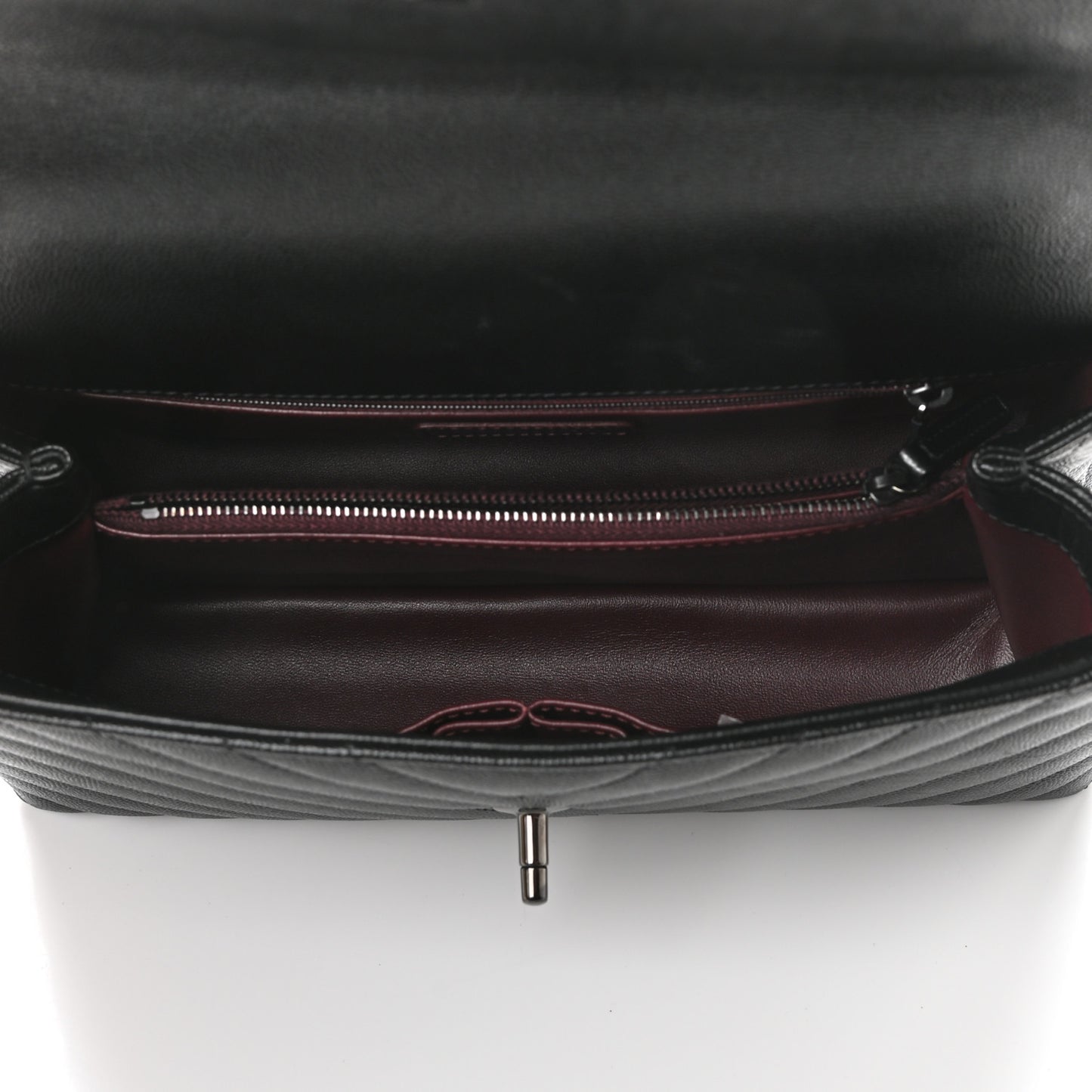Caviar Chevron Quilted Small Coco Handle Flap So Black