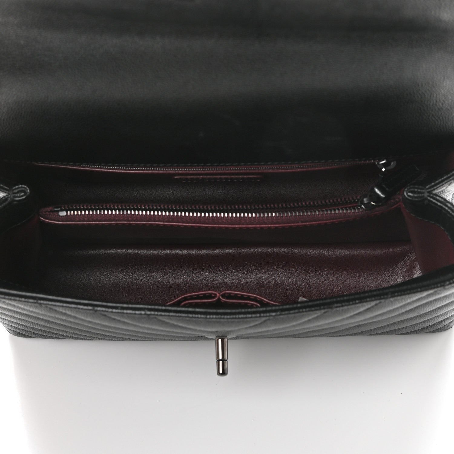 Chanel Caviar Chevron Quilted Small Coco Handle Flap So Black 5 of 10