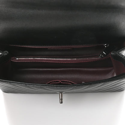 Chanel Caviar Chevron Quilted Small Coco Handle Flap So Black 5 of 10