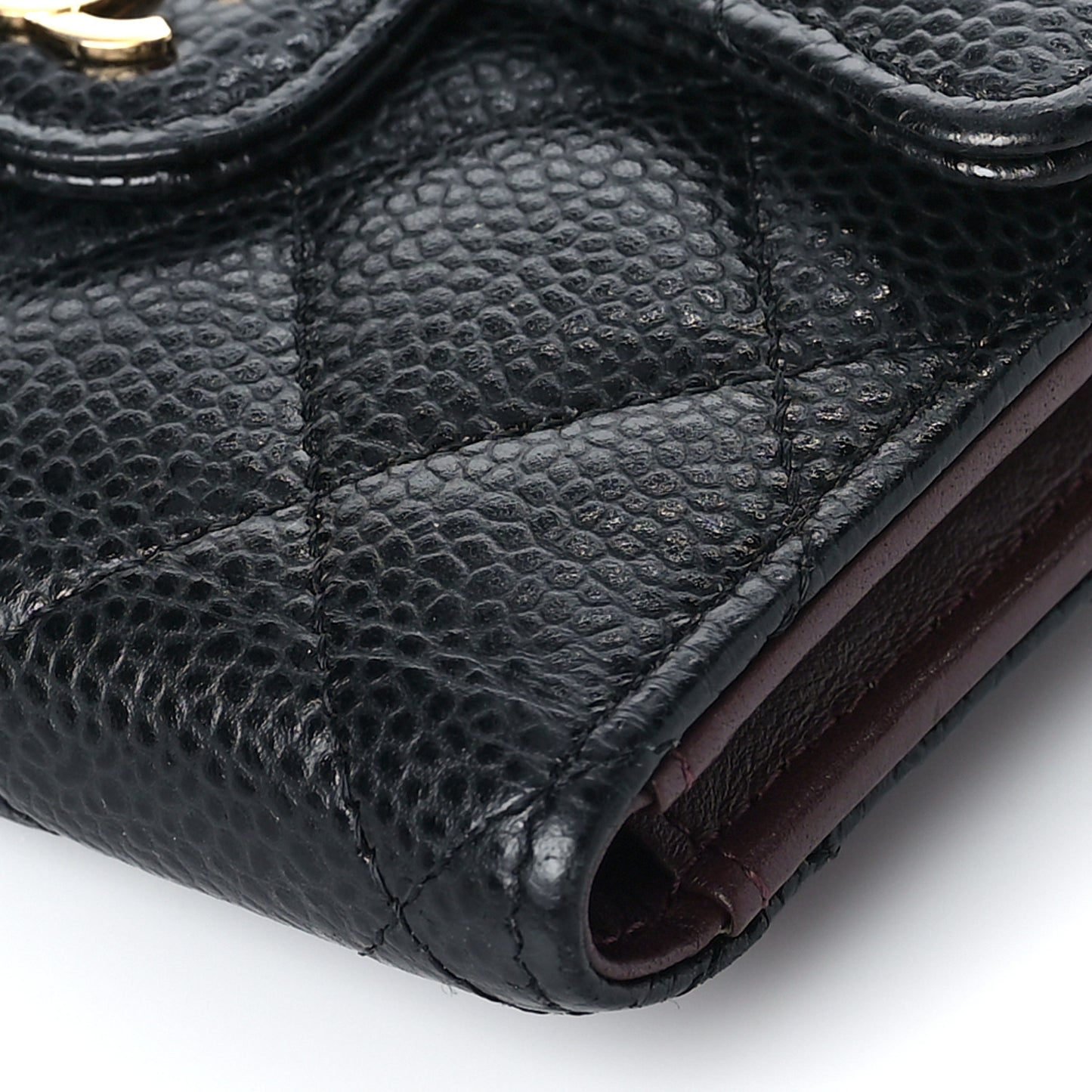 Caviar Quilted Compact Flap Wallet Black