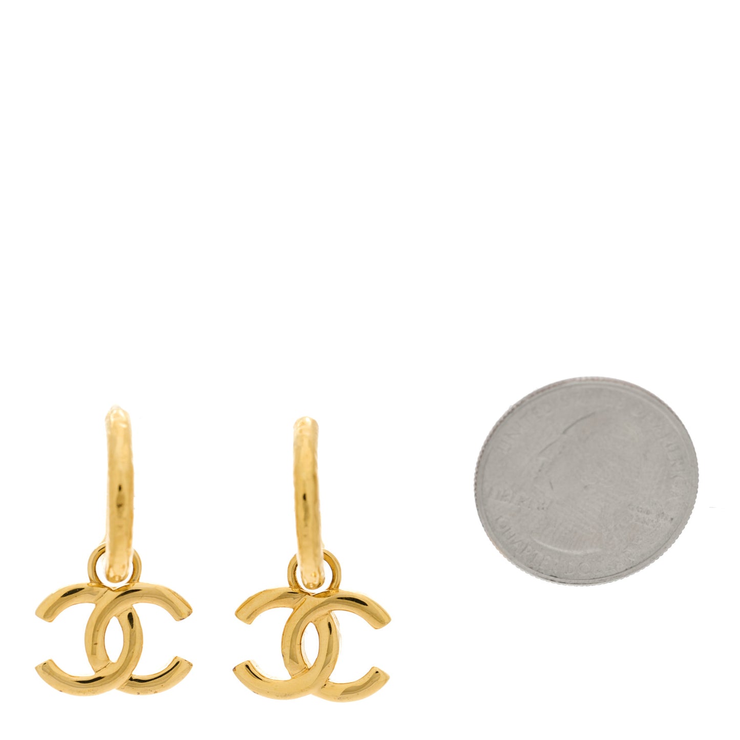 CC Hoop Drop Earrings Gold