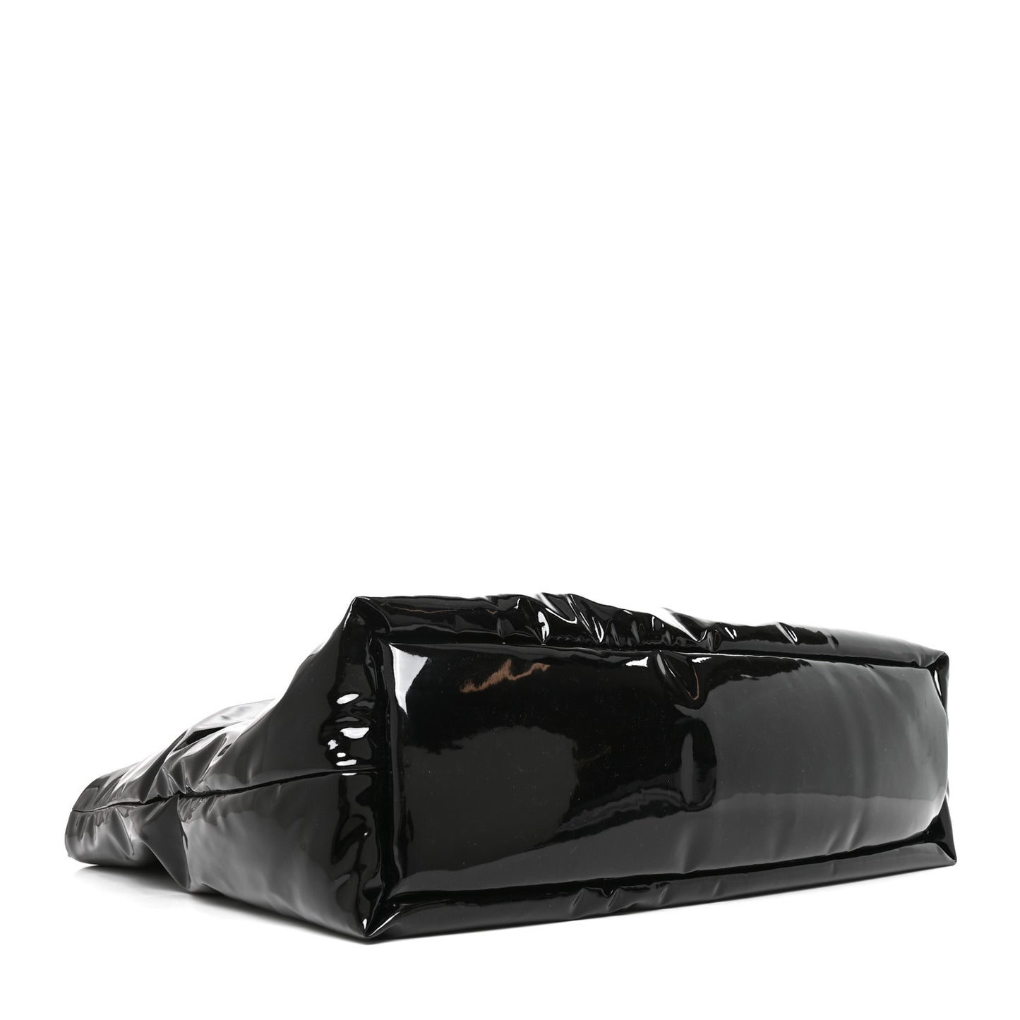 Patent Wide Puffer Maxi Tote Black