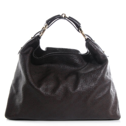 Gucci Guccissima Large Horsebit Chain Hobo Chocolate Brown 1 of 7