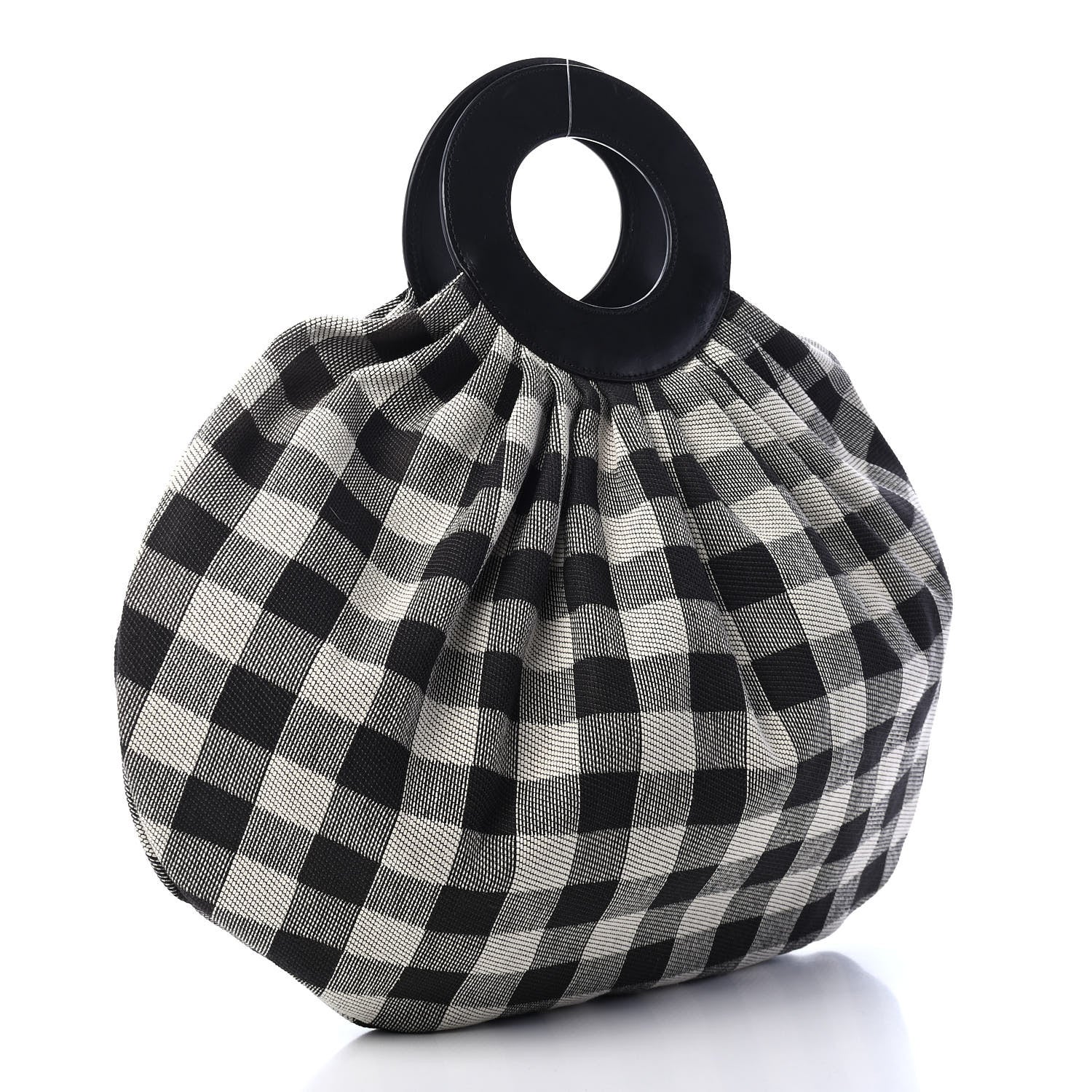 Mansur Gavriel Canvas Check Top Handle Bag Black White 3 of 11