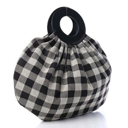 Mansur Gavriel Canvas Check Top Handle Bag Black White 3 of 11