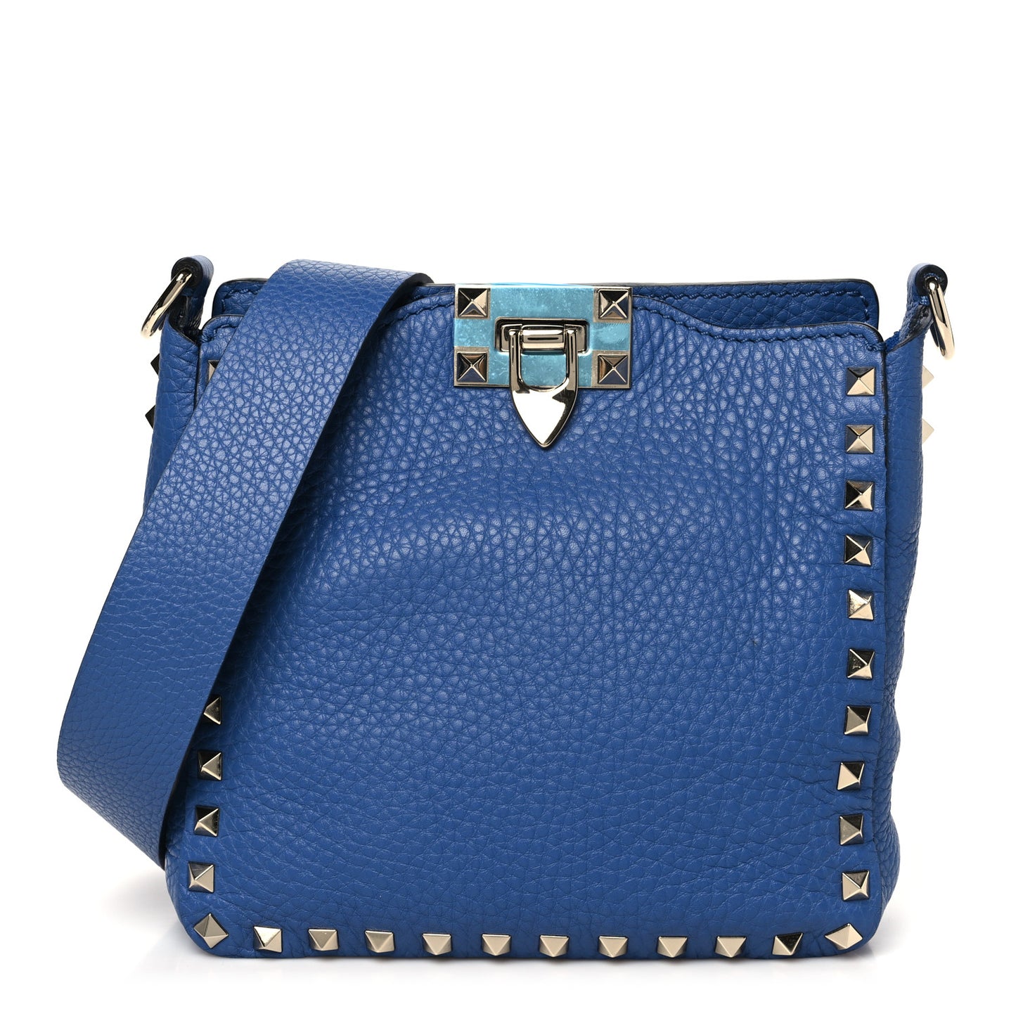 Pebbled Calfskin Mini Rockstud Flip-Lock Messenger Bag Baltique