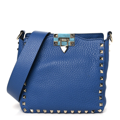 Valentino Garavani Pebbled Calfskin Mini Rockstud Flip-Lock Messenger Bag Baltique 1 of 9
