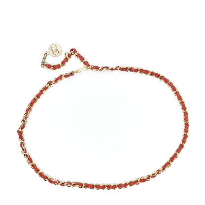 Chanel Lambskin Chain CC Medallion Belt Red Gold 2 of 3