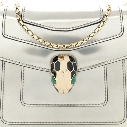 Bulgari Metallic Calfskin Small Serpenti Forever Snake Strap Crossbody Bag Silver 9 of 11
