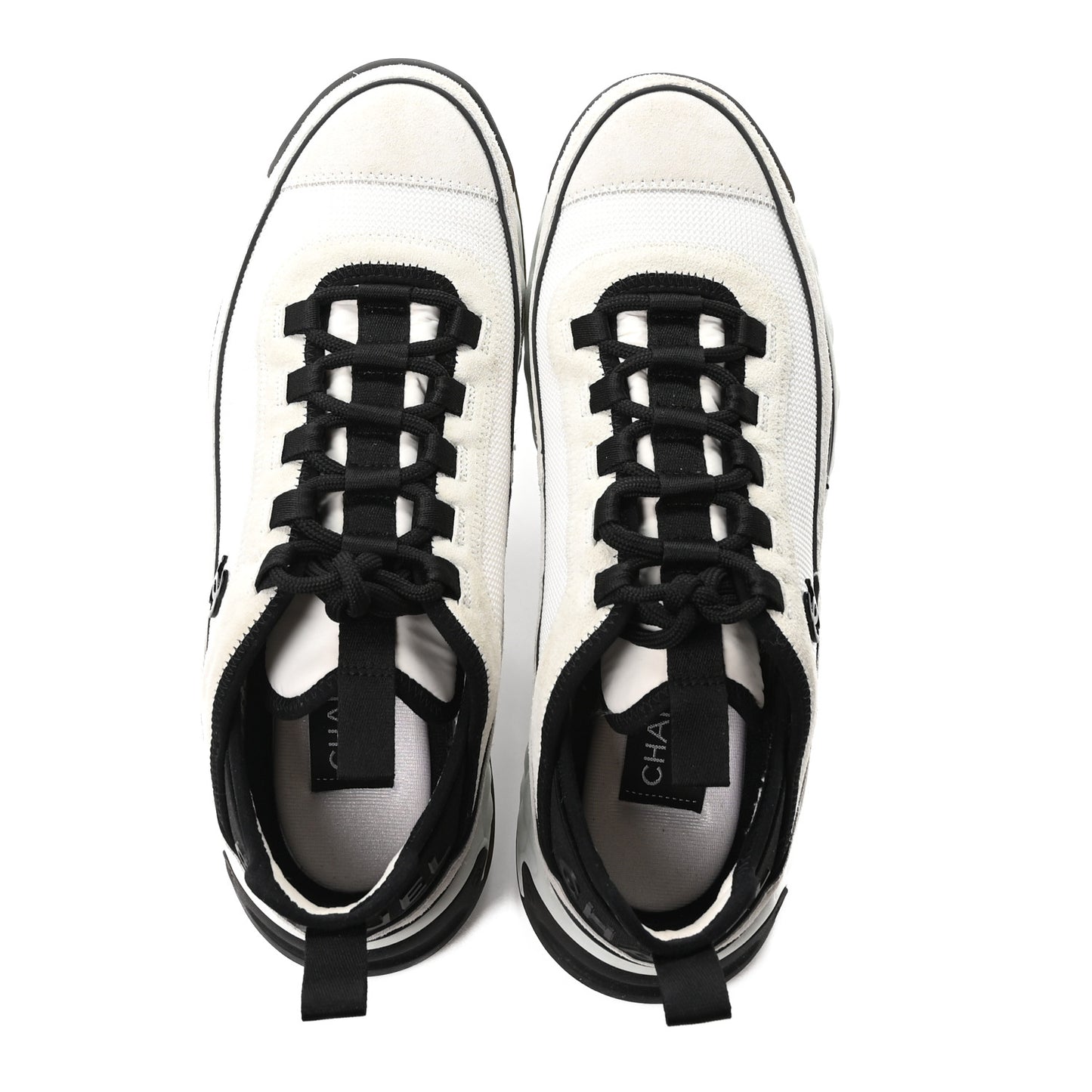 Fabric Suede Calfskin CC Sneakers 40 White Light Grey