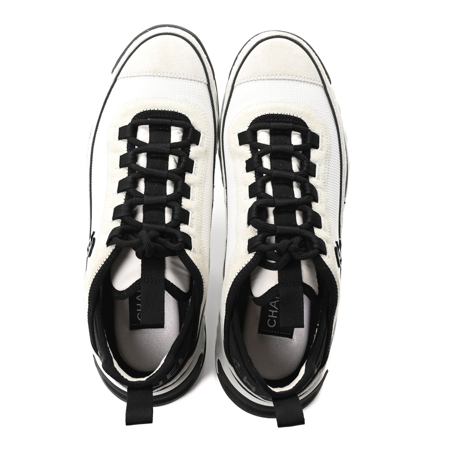 Chanel Fabric Suede Calfskin CC Sneakers 40 White Light Grey 2 of 10