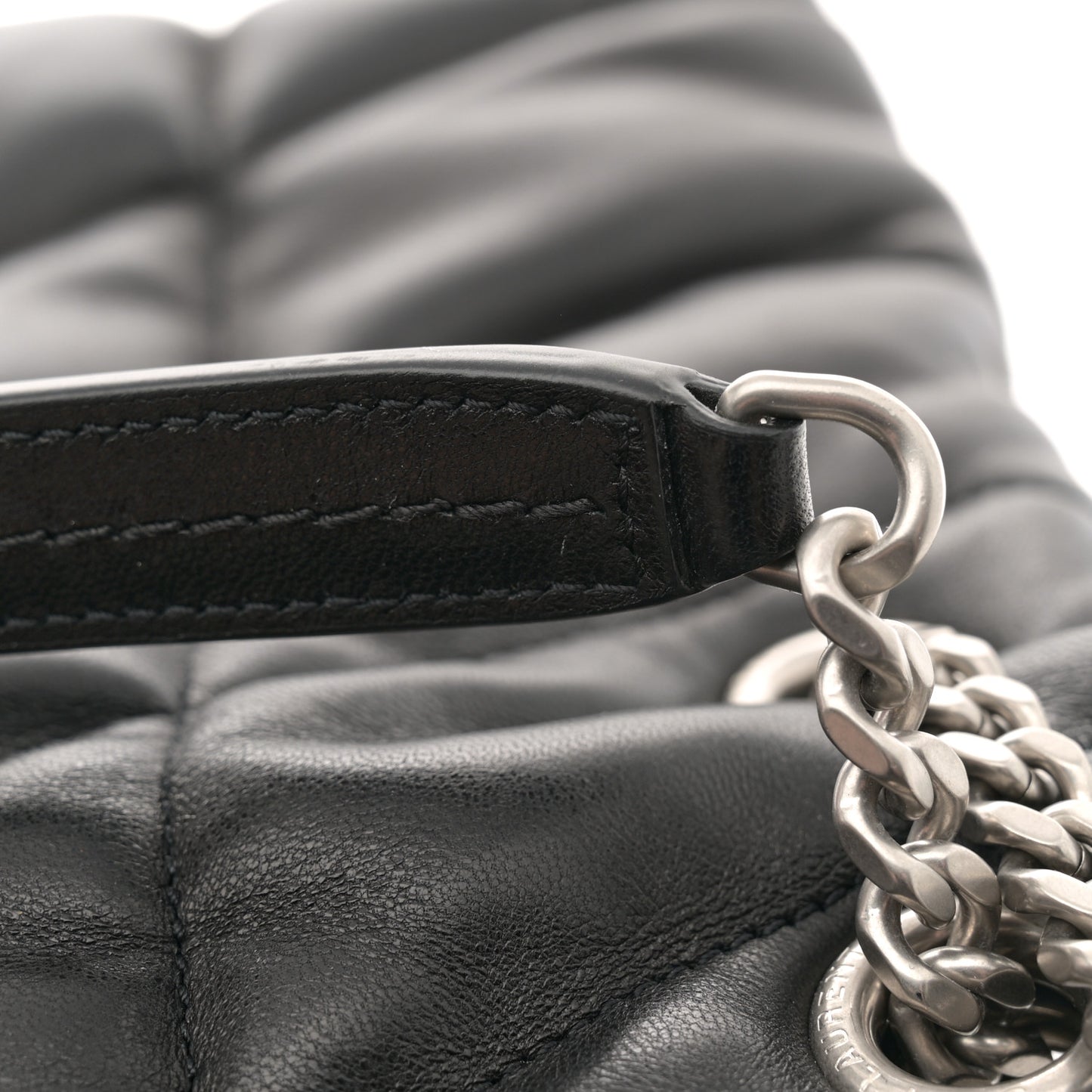 Lambskin Quilted Small Loulou Puffer Monogram Chain Satchel Black