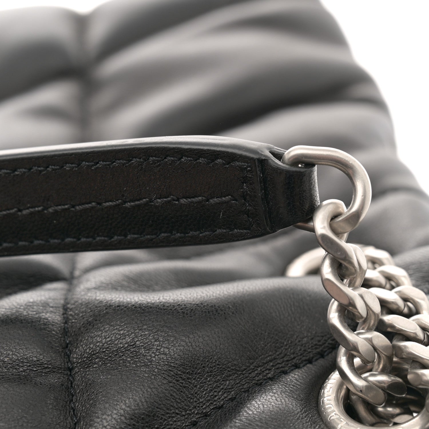 Saint Laurent Lambskin Quilted Small Loulou Puffer Monogram Chain Satchel Black 13 of 13