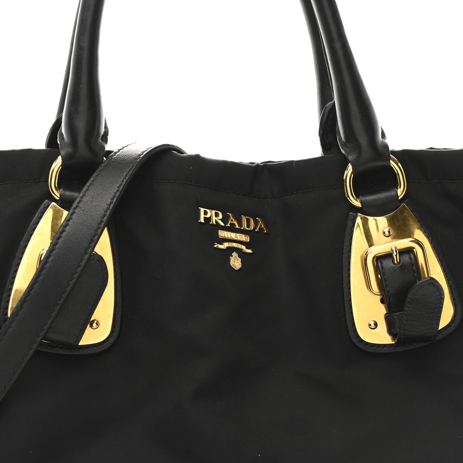 Prada Tessuto Nylon Soft Calfskin Tote Black 8 of 10