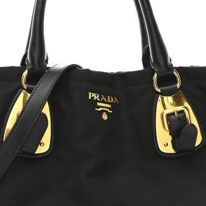 Prada Tessuto Nylon Soft Calfskin Tote Black 8 of 10