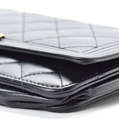 Chanel Lambskin Quilted Boy Wallet On Chain WOC Black 11 of 18